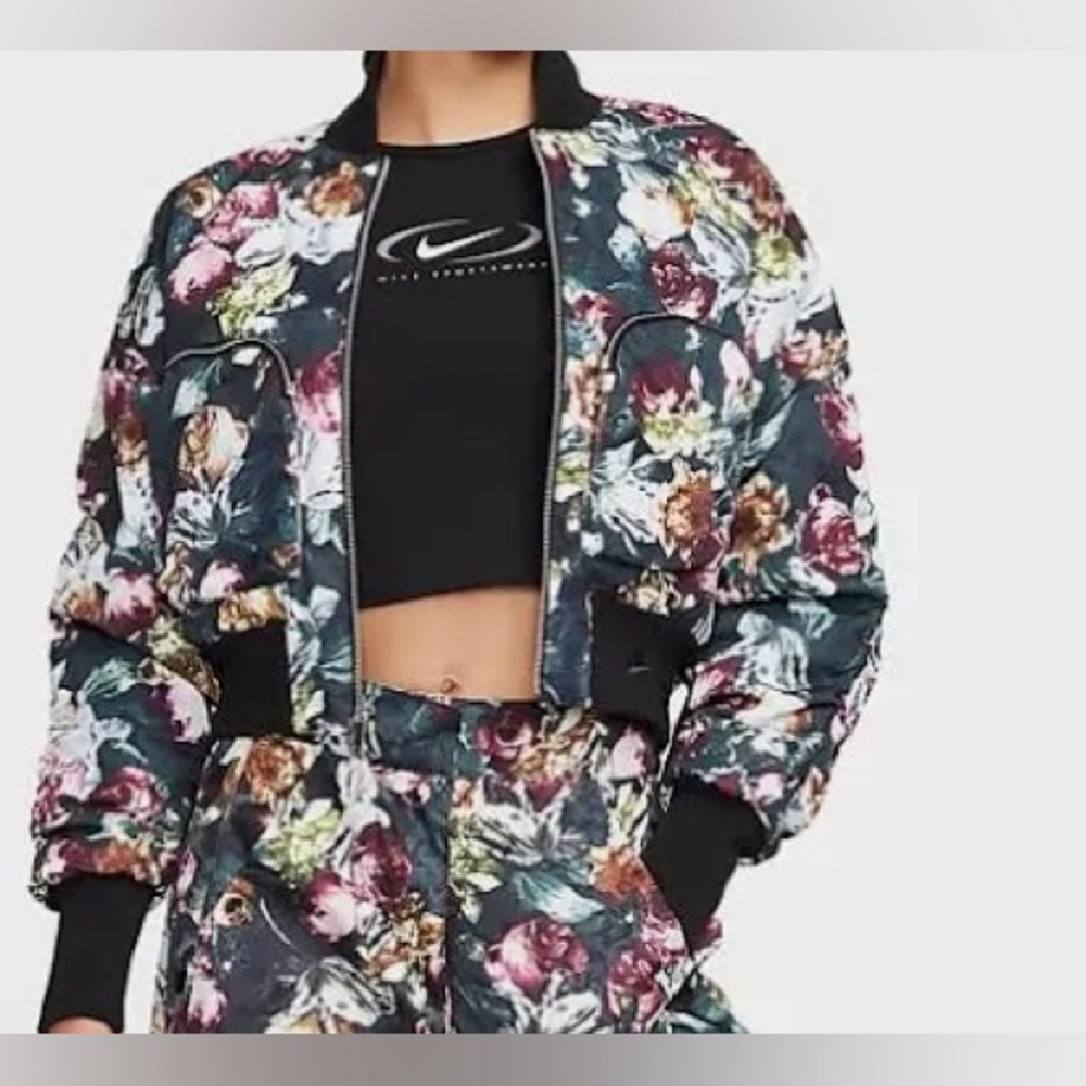 Nike Sportswear Tech Pack Women's Therma-FIT Reversible Floral Bomber Jacket NWT